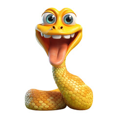Fototapeta premium A cartoon snake with a big smile and large eyes, its tongue sticking out.