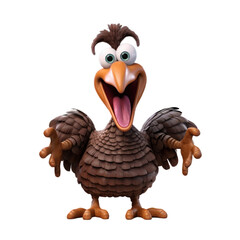 A cartoon turkey with a big smile and open arms, as if greeting someone or welcoming them.