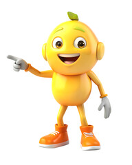 Lemon yellow with thumbs up, 3D style cartoon, for advertising, branding, packaging, multimedia projects, games, educational materials and websites PNG