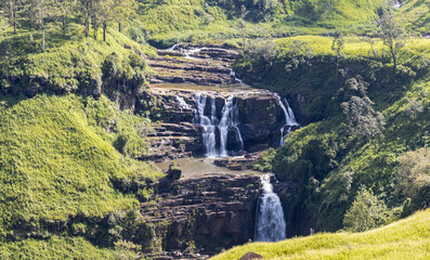 waterfall in the mountains, St Clare's waterfall, Sri Lanka  