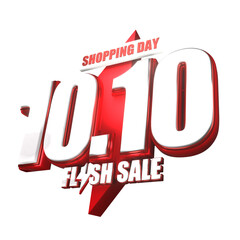 3D shopping day 1010 promotion sign 3d isolated for ten day of ten month