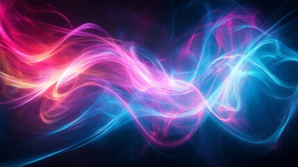 Abstract Swirling Neon Lights in Blue and Pink Hues