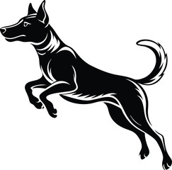 dog jump silhouette vector