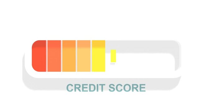 Credit score indicator with color levels. Measurement from poor to excellent rating for credit or mortgage loans concept. Loading or progress bar