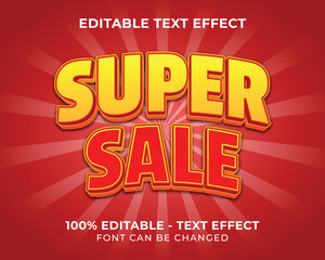 Editable text effect super sale 3D text effect with red background