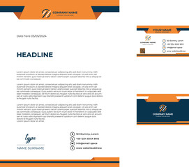 Professional creative letterhead and business card template premium vector