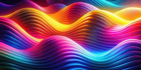 Vibrant abstract background with wavy fluorescent colors in a modern Fluxus style, modern, abstract, vibrant, background