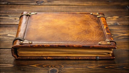 Vintage photoalbum with worn leather cover and yellowed pages, nostalgia, memories, antique, retro, aged, sentimental