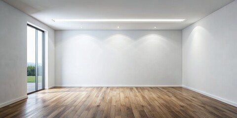 Obraz premium Room with blank white wall, blank, white, wall, room, empty, interior, space, background, design, decoration