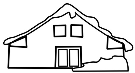 Snowy House in Winter outline