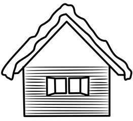 Snowy House in Winter outline