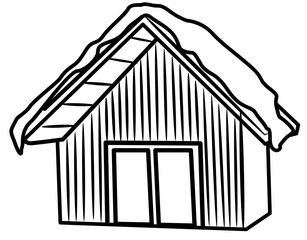 Snowy House in Winter outline