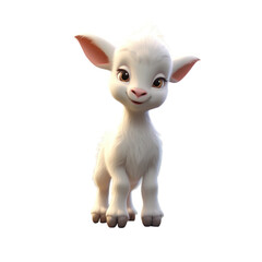 Obraz premium A cute, white lamb with big, brown eyes and a pink nose, standing on all four legs with a sweet expression on its face.