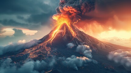 Volcanic Eruption: An explosive event where magma, ash, and gases erupt from a volcano, causing harmful pyroclastic flows, ashfall, and potential climate impacts.
