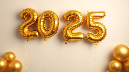 Fototapeta premium 2025 New Year 3d symbol typography. Creative design concept, 3d number style. Illuminated 2025 Neon Light Display