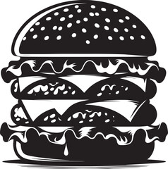 Delicious burger silhouette vector illustration isolated on a white background