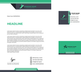 Professional creative letterhead and business card template premium vector