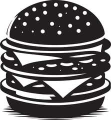 Delicious burger silhouette vector illustration isolated on a white background