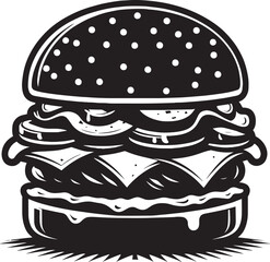 Delicious burger silhouette vector illustration isolated on a white background