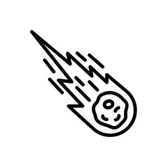 Black line icon for comet