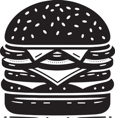 Delicious burger silhouette vector illustration isolated on a white background