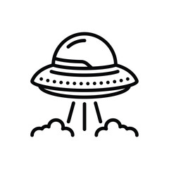 Black line icon for flying saucer