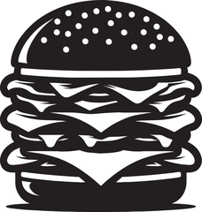 Delicious burger silhouette vector illustration isolated on a white background