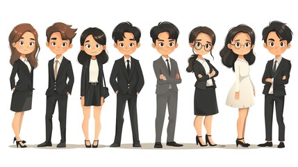 Obraz premium Stunning Cartoon Characters and Business People Elements: A Dynamic and Colorful Visual Ensemble. Showcasing Creativity and Professionalism.