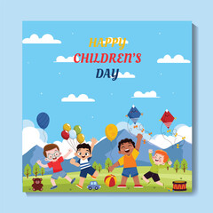 World children's day background. Happy International Children's Day design. Children's Day celebration. Template for Poster, Banner, Flyer, Greeting Card, Post. 

