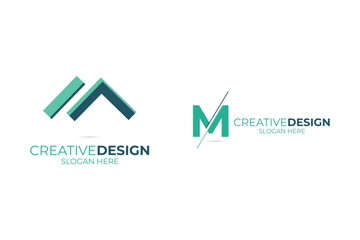 vector M Letter minimalist creative business company Logo Design Free Icon 