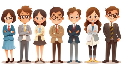 Obraz premium Stunning Cartoon Characters and Business People Elements: A Dynamic and Colorful Visual Ensemble. Showcasing Creativity and Professionalism.