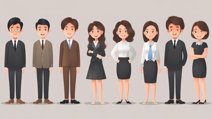 Obraz premium Stunning Cartoon Characters and Business People Elements: A Dynamic and Colorful Visual Ensemble. Showcasing Creativity and Professionalism.