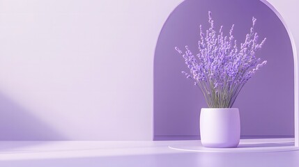 Isolated lavender bouquet in a vase, a burst of purple blooms against a neutral background