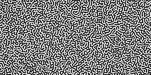 Turing reaction diffusion monochrome seamless pattern with chaotic motion .Linear design with biological shapes. Organic lines in memphis. abstract turing organic wallpaper background .	