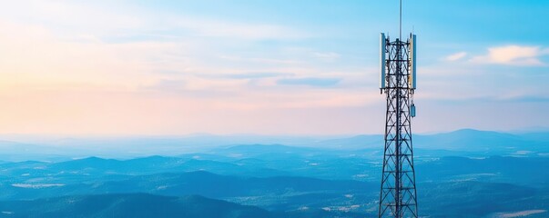 A telecommunication tower in a rural setting, bringing connectivity to remote areas, telecommunication, rural, connectivity