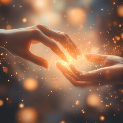 Touch of Light: Hands Reaching for Magic and Energy