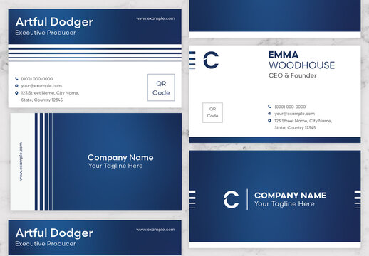 Blue Gradient And White Business Card