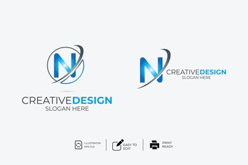 vector N Letter minimalist creative business company Logo Design Free Icon 