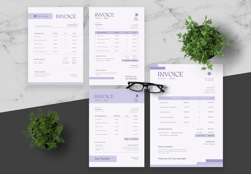 Purple And White Invoice