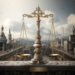 generated Illustration antique scales of justice.