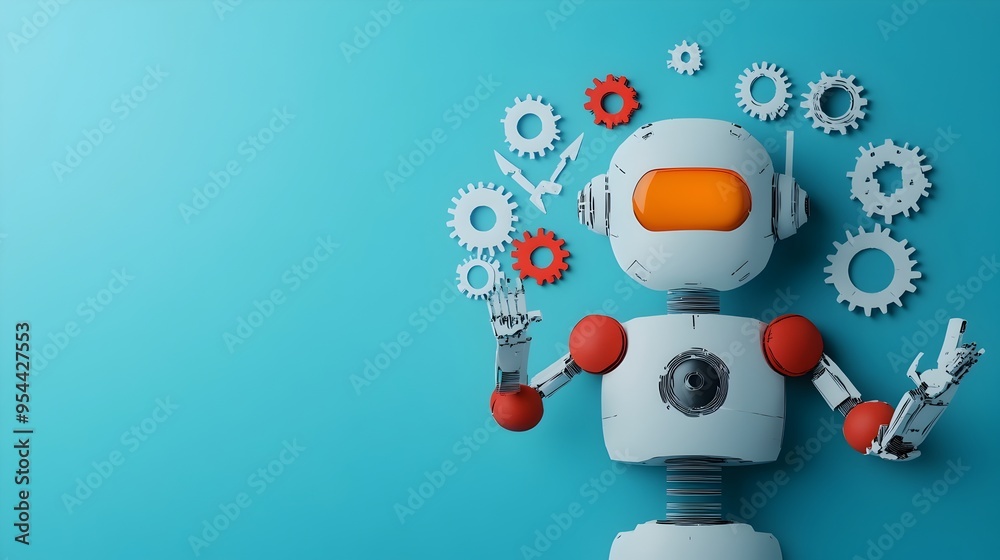 Poster robotic automation engineering in minimalist paper cut design