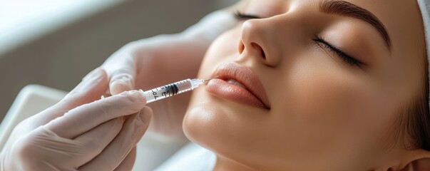 A woman receives a beauty treatment with a syringe, showcasing the modern techniques in aesthetic procedures for younger-looking skin.