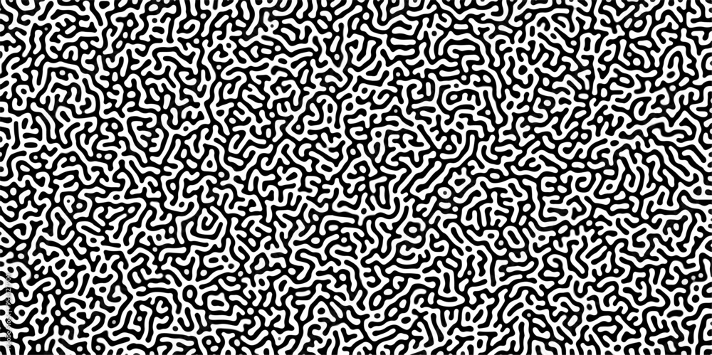 Aufkleber Turing reaction diffusion monochrome seamless pattern with chaotic motion .Linear design with biological shapes. Organic lines in memphis. abstract turing organic wallpaper background .	