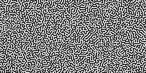 Turing reaction diffusion monochrome seamless pattern with chaotic motion .Linear design with biological shapes. Organic lines in memphis. abstract turing organic wallpaper background .	