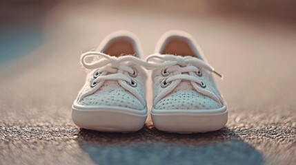 Naklejka premium Casual Blue and Gray Sneakers Artfully Arranged on Textured Surface