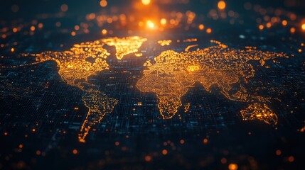 Digital map showing payment routes across continents, representing the globalization of online finance.