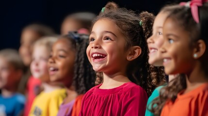 Fototapeta premium A diverse group of children participating in a school play