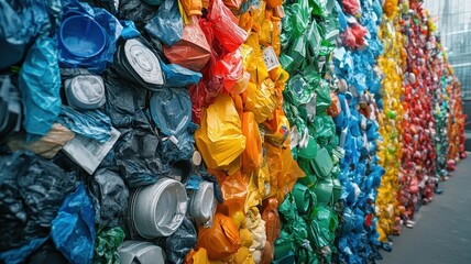 Colorful plastic waste piles up, highlighting the importance of recycling and proper waste management in today's society.
