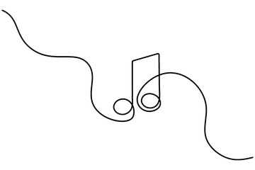 Music icon continuous one line drawing of isolated outline vector icon