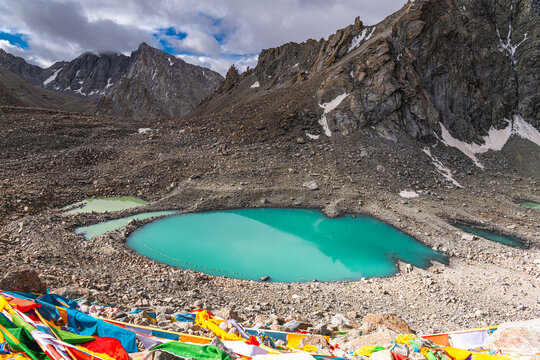 The Gauri Kund mountain lake during the ritual kora yatra around Kailash